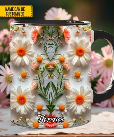 Daisy Flower Accent Mug - Personalized Accent Mug
