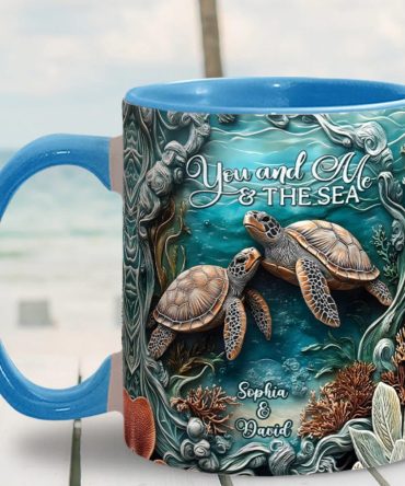 You And Me And The Sea, Personalized Turtle Accent Mug