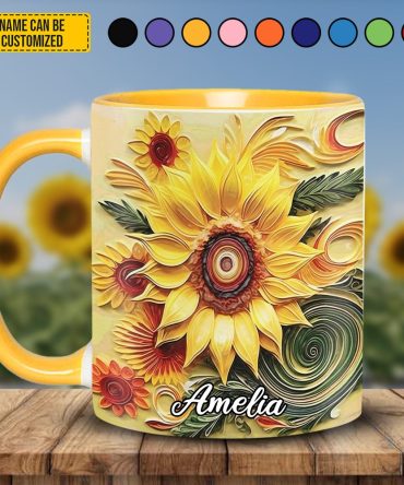 Personalized Beautiful Sunflower Accent Mug
