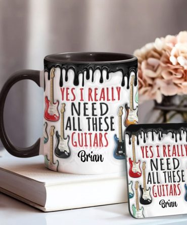 Yes I Really Do Need All These Guitars - Personalized Guitar Accent Mug