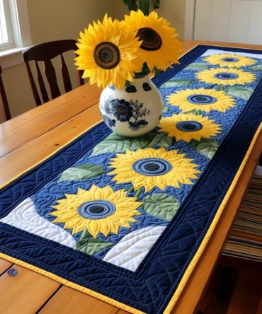 Sunflowers Garden Quilted Table Runner