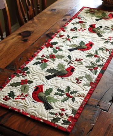 Crimson Call Quilted Table Runner