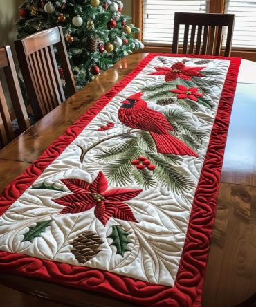 Cardinal Crest Quilted Table Runner