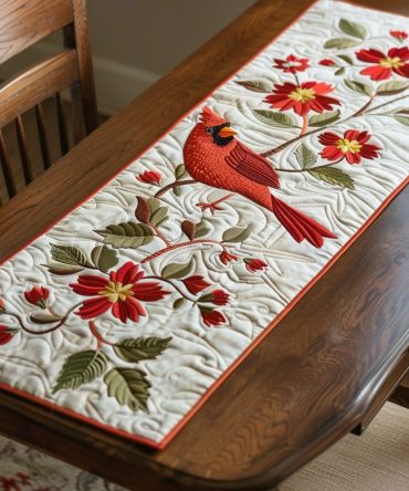 Scarlet Song Quilted Table Runner