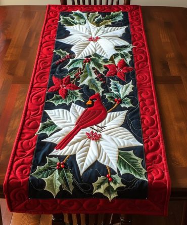 Vivid Vermilion Quilted Table Runner