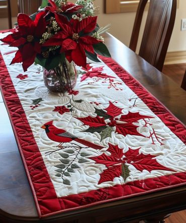Winged Ruby Quilted Table Runner
