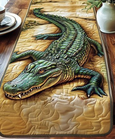 Alligator In Nature Quilted Table Runner