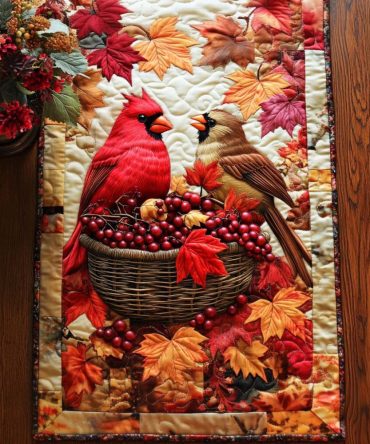 Amber Bird Trail Quilted Table Runner