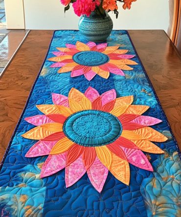 Amber Bloom Quilted Table Runner