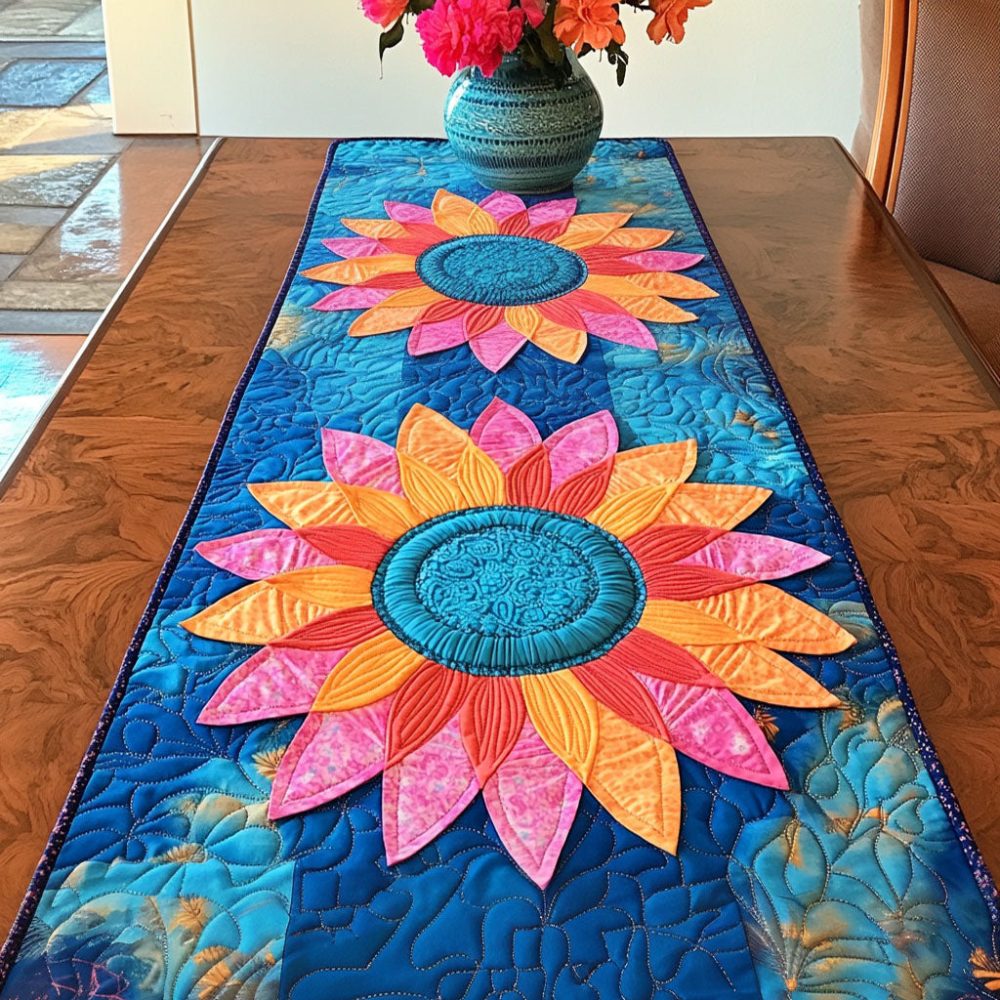 Amber Bloom Quilted Table Runner