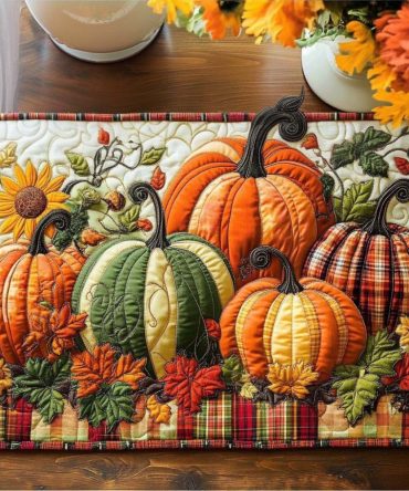 Amber Fall Glow Quilted Table Runner