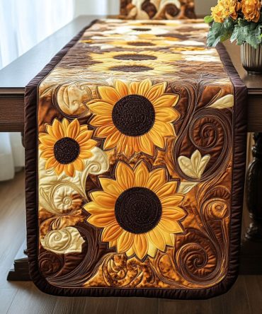 Amber Petals Quilted Table Runner