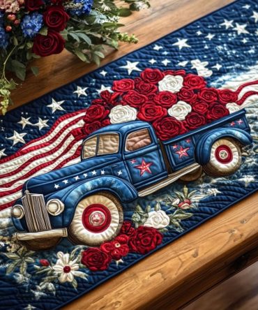 American Bloom Quilted Table Runner