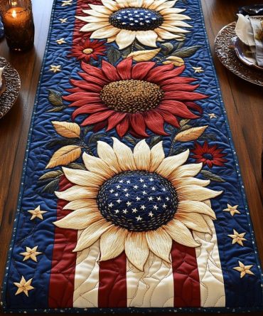 Americana Flower Quilted Table Runner