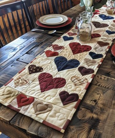 Americana Love Quilted Table Runner
