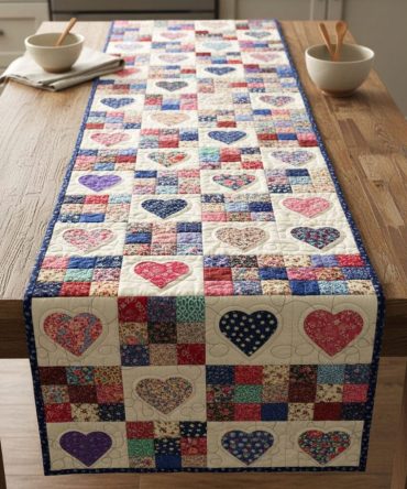 Americana Love Quilted Table Runner