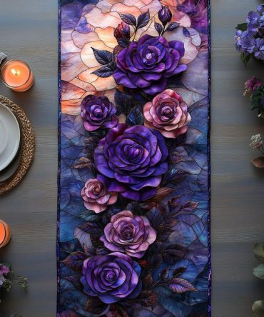 Amethyst Bloom Quilted Table Runner
