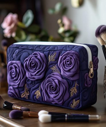 Amethyst Blossom Quilted Makeup Bag