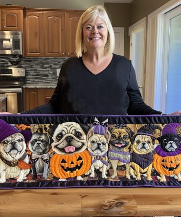 Amusing Pugs Quilted Table Runner