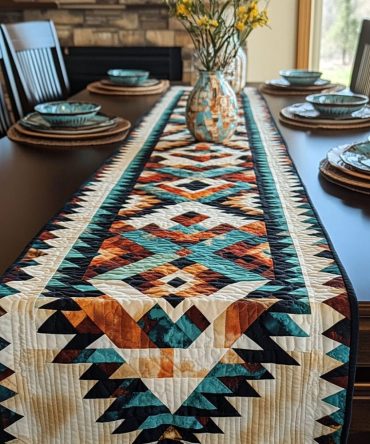 Ancestral Geometry Quilted Table Runner