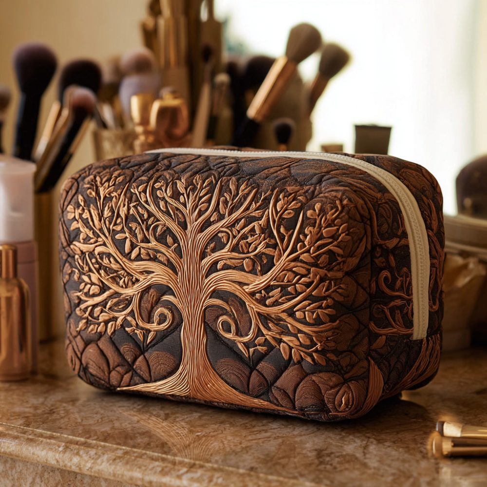 Ancestral Tree Quilted Makeup Bag