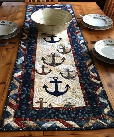 Anchors Patchwork Quilted Table Runner