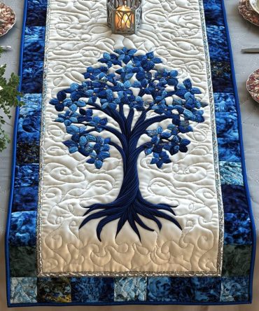 Ancient Bloom Quilted Table Runner