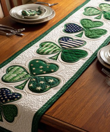 Ancient Green Quilted Table Runner