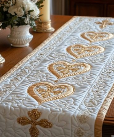 Angelic Cross Quilted Table Runner