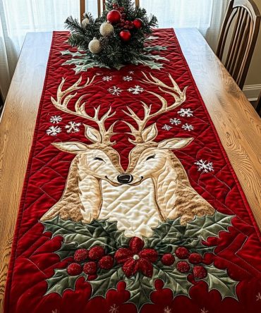 Antlered Winter Magic Quilted Table Runner