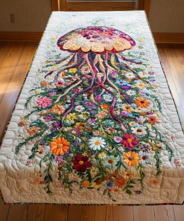 Aqua Dance Quilted Table Runner