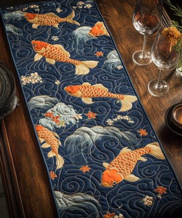 Aqua Flow Quilted Table Runner