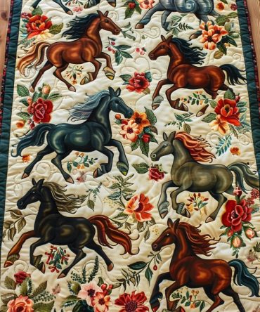 Artistic Mystical Steeds Quilted Table Runner