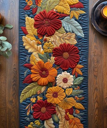 Autumn Bloom Quilted Table Runner