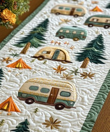 Autumn Caravan Quilted Table Runner