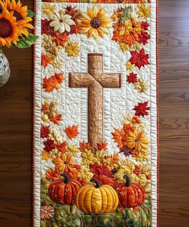Autumn Cross Blessings Quilted Table Runner