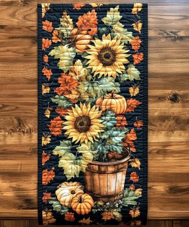 Autumn Delight Blooms Quilted Table Runner