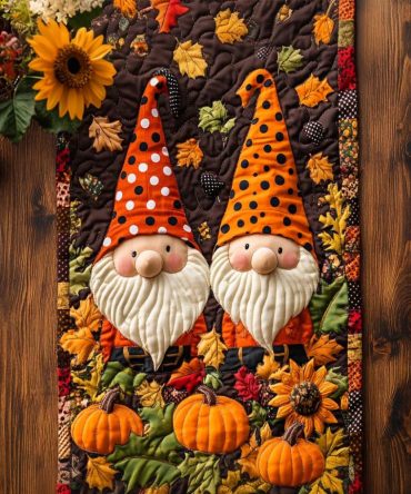 Autumn Gnome Charm Quilted Table Runner