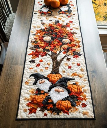 Autumn Gnome Quilted Table Runner