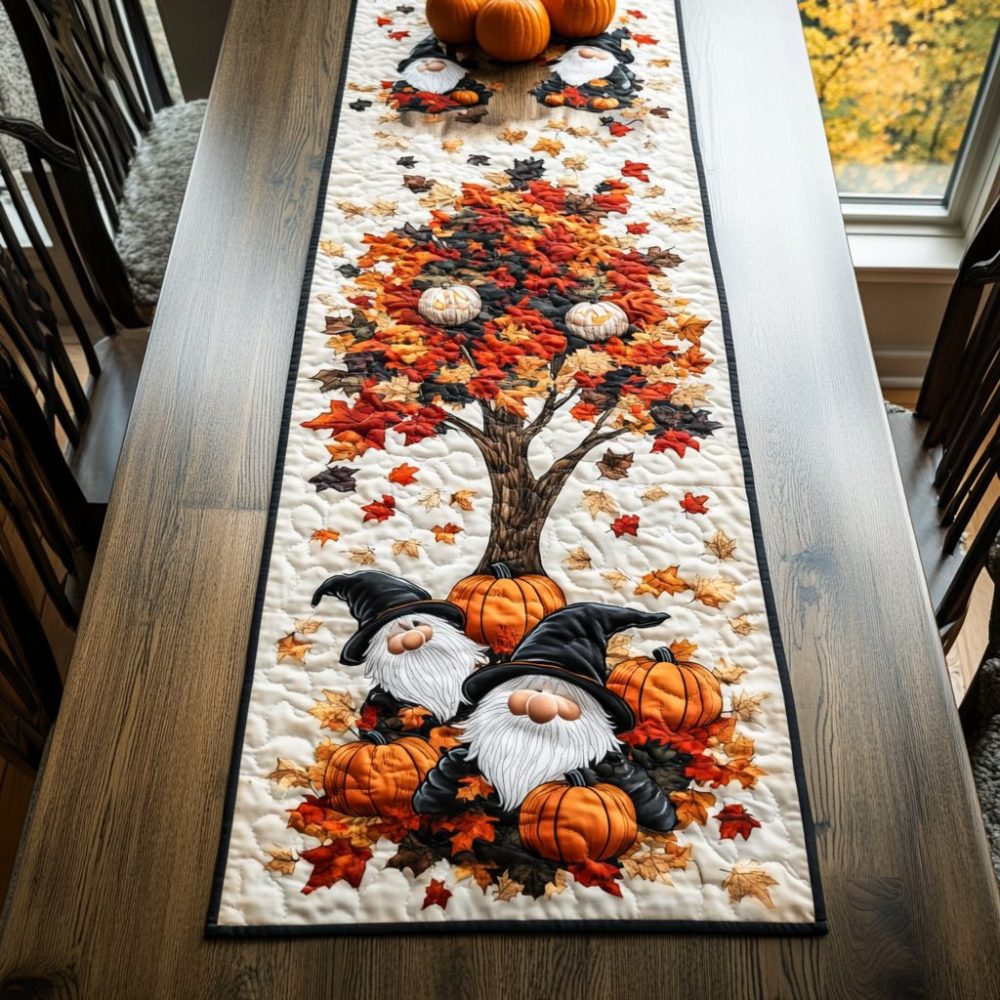 Autumn Gnome Quilted Table Runner