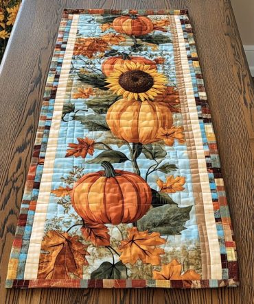 Autumn Harvest Joy Quilted Table Runner