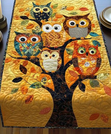 Autumn Hoots Quilted Table Runner