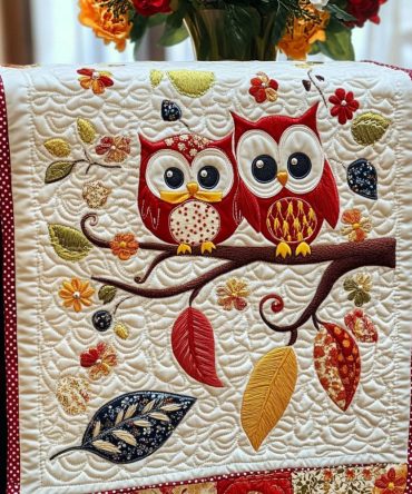 Autumn Love Owls Quilted Table Runner
