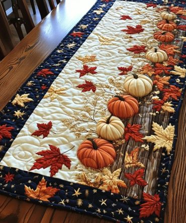 Autumn Pumpkin Quilted Table Runner