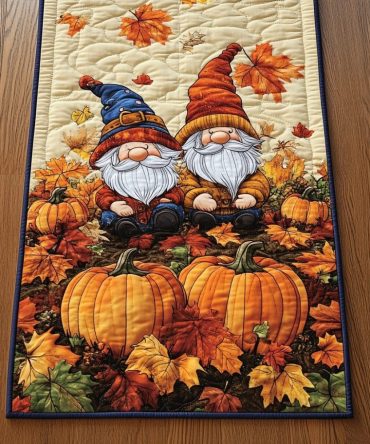 Autumn Pumpkin Scene Quilted Table Runner