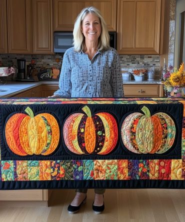 Autumn Pumpkins Quilted Table Runner