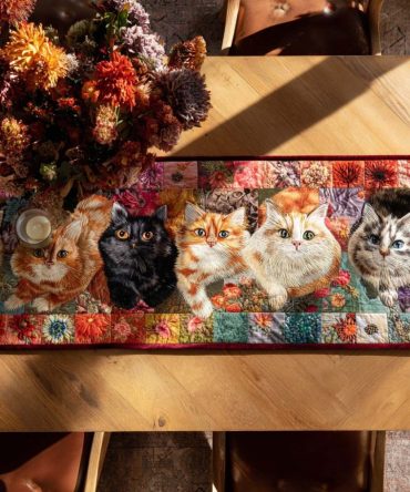 Autumn Whiskers Quilted Table Runner