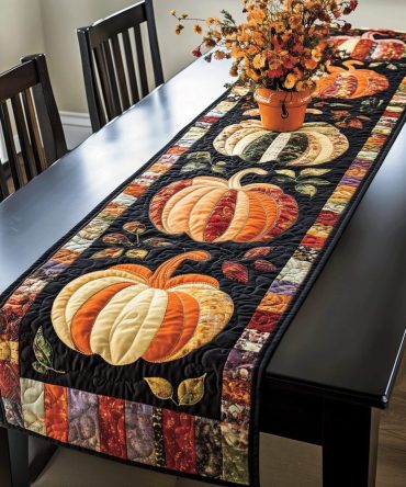 Autumnal Pumpkin Quilted Table Runner