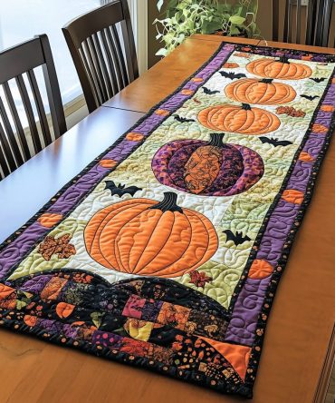 Autumnal Pumpkin Quilted Table Runner