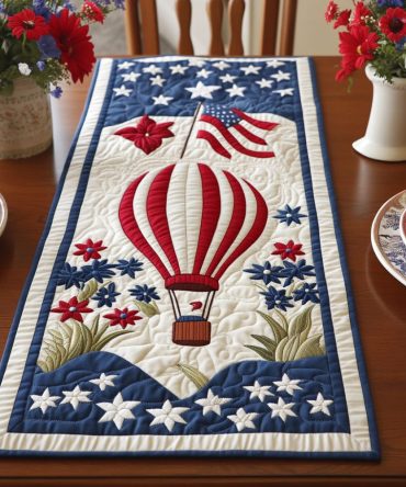 Balloon And Freedom Quilted Table Runner